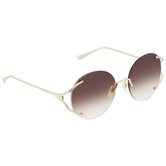 NEW Gucci Brown and Gold Round Women's Eyeglasses - Picture 1 of 4